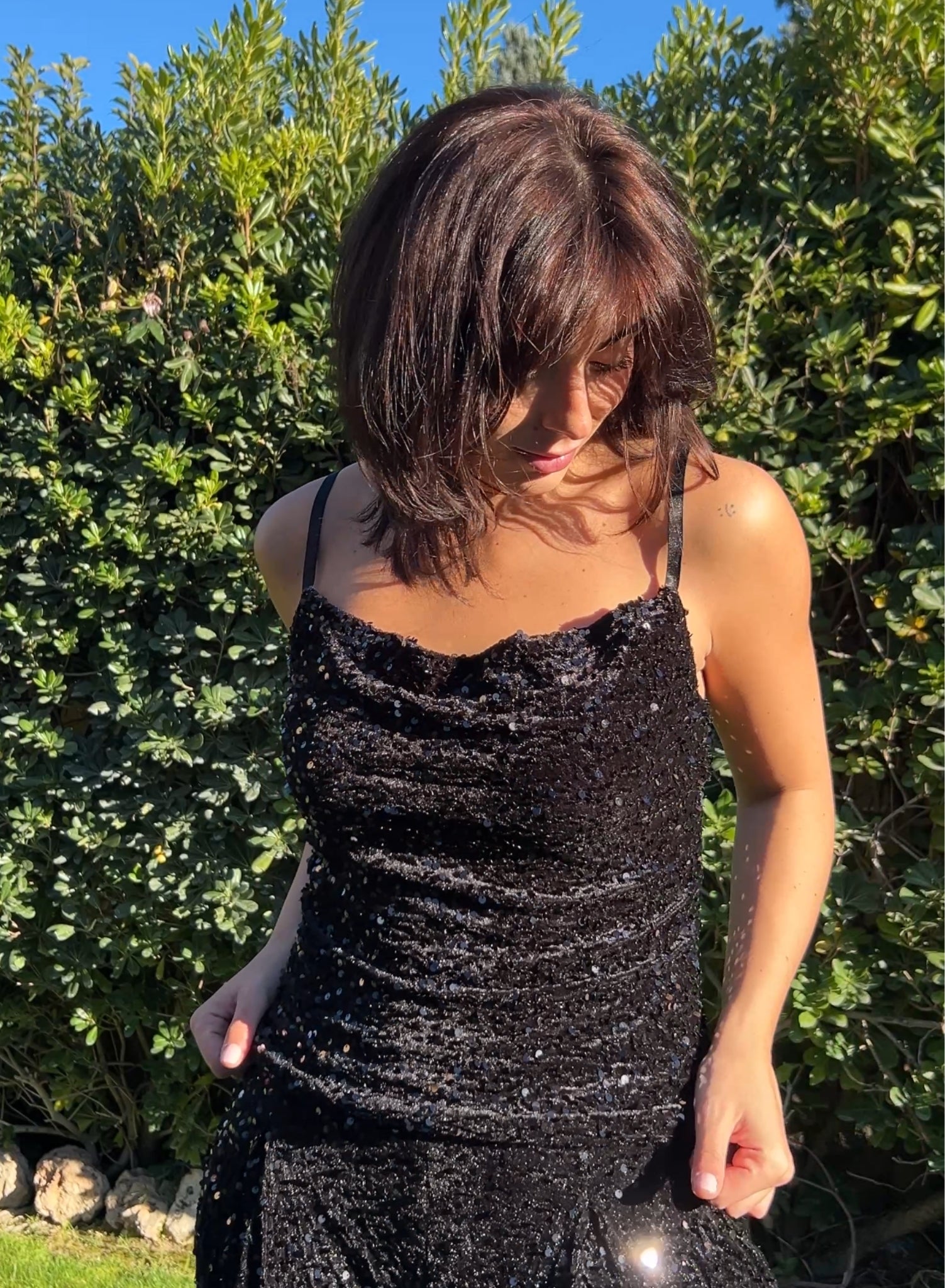 Top terciopelo negro