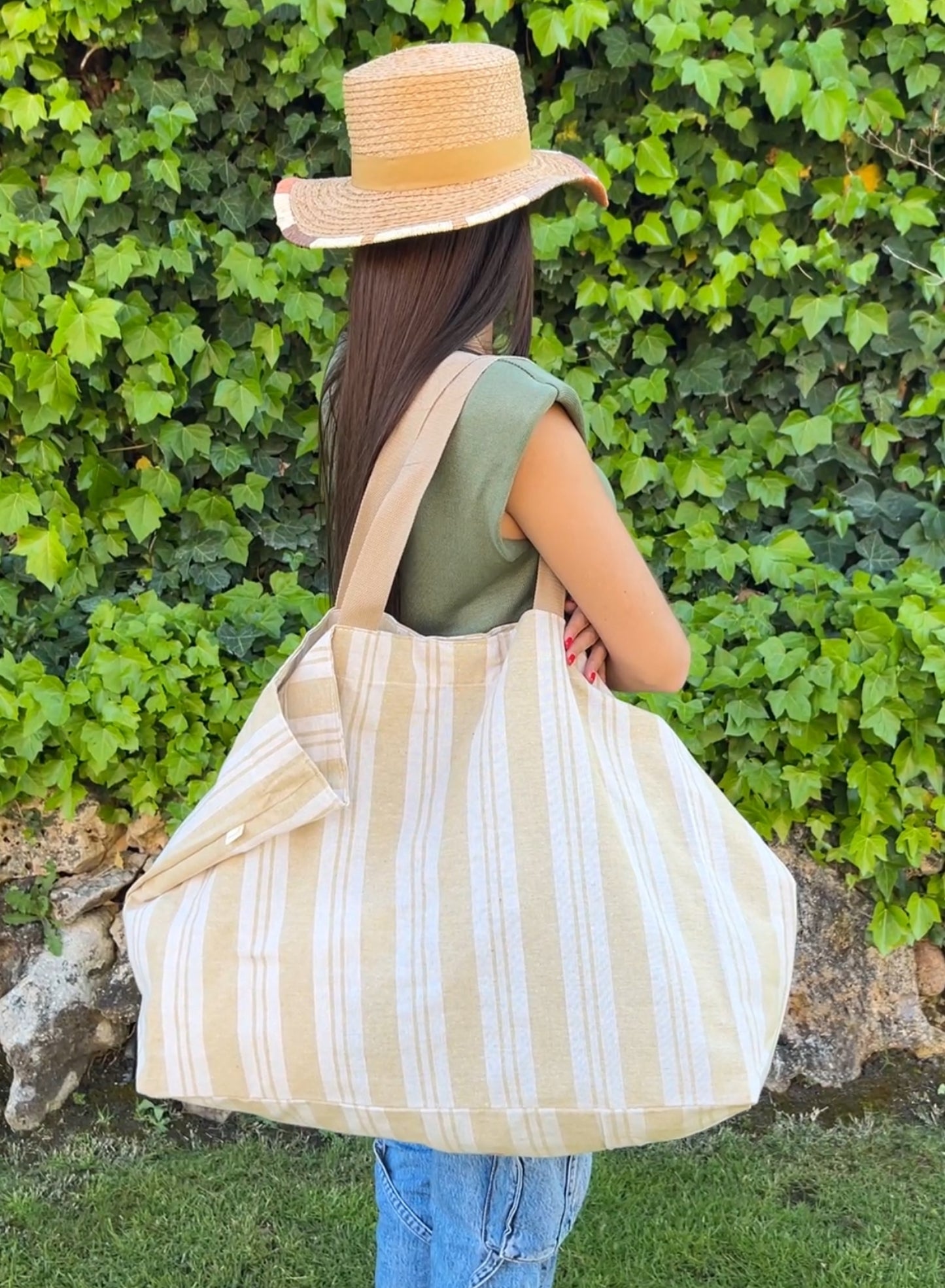 Beige beach bag