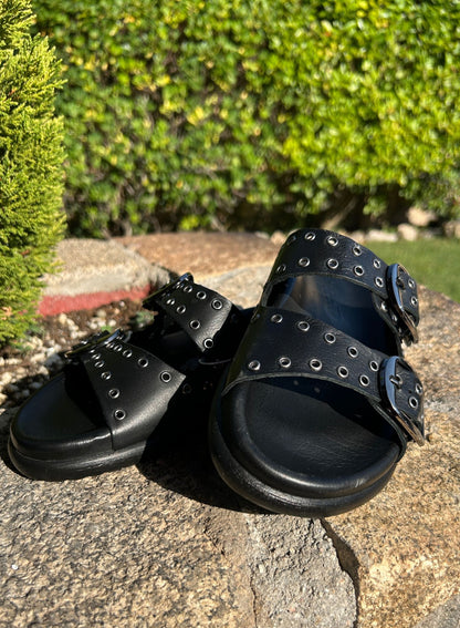 Leather stone sandals