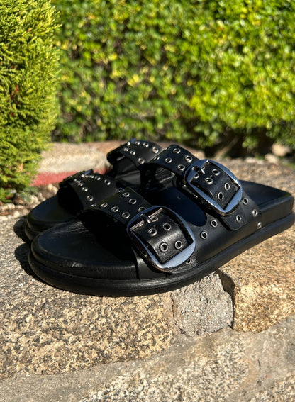 Leather stone sandals