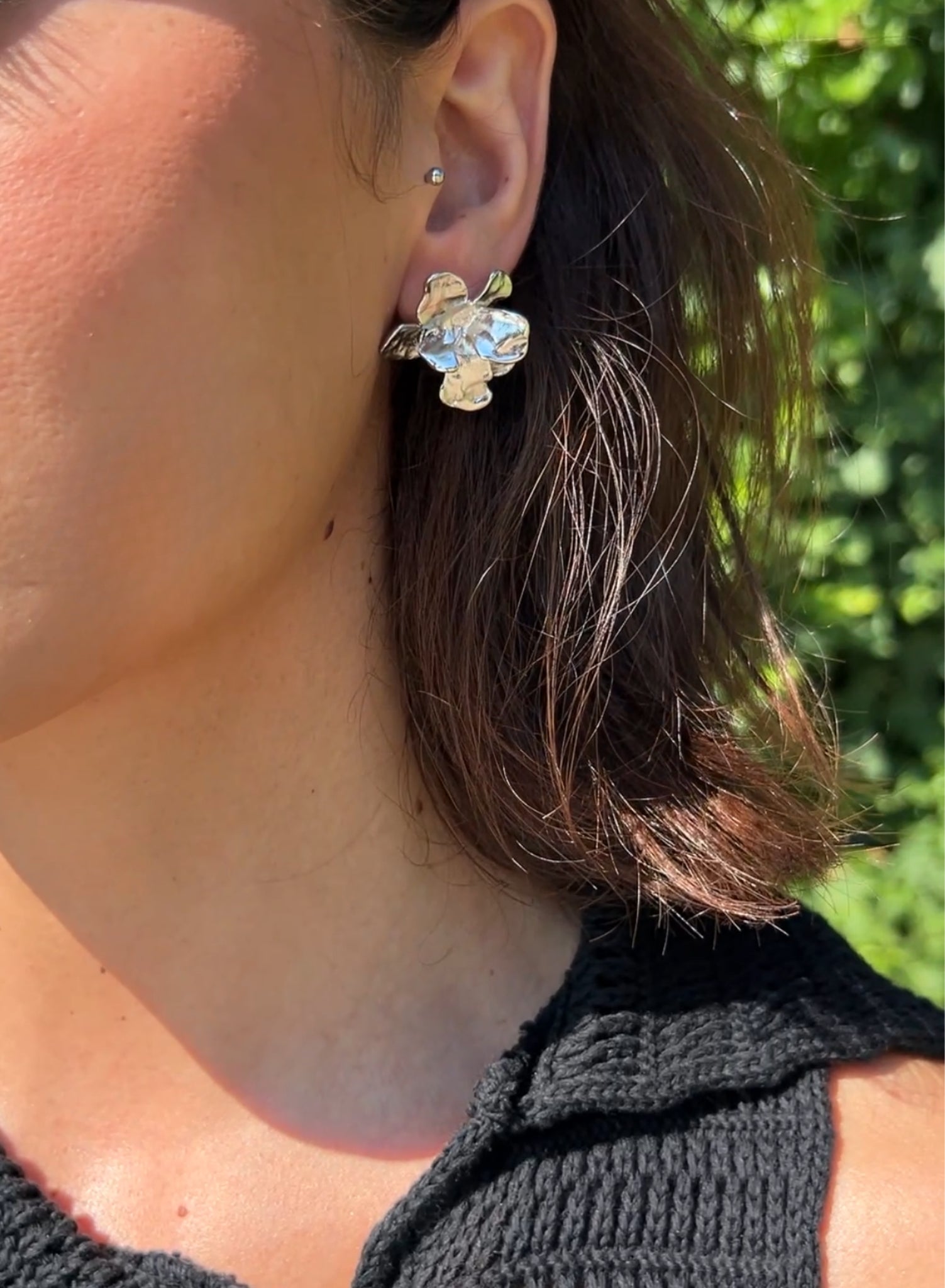 Pendiente flor (plata/oro)