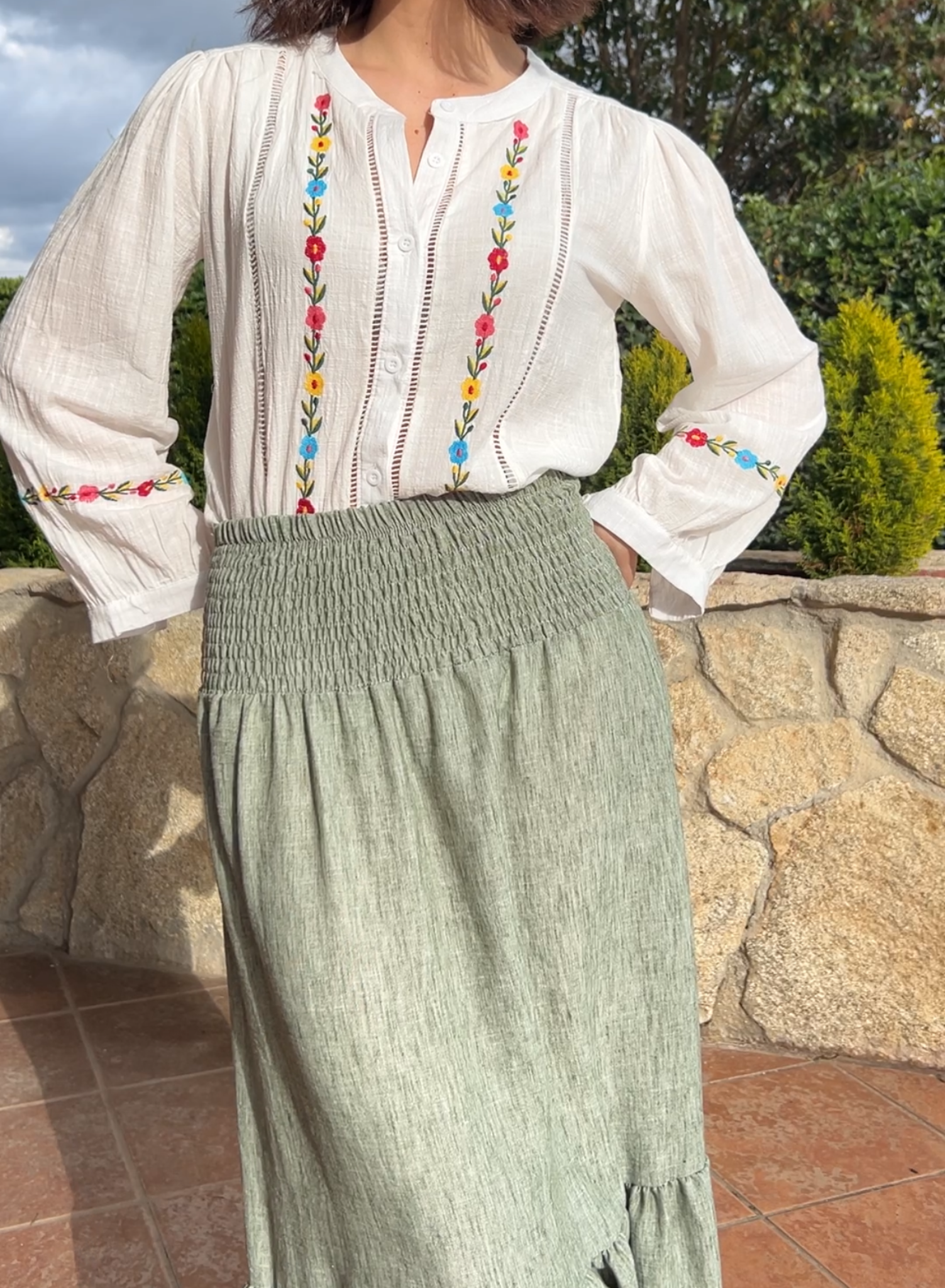 Falda lisa verde