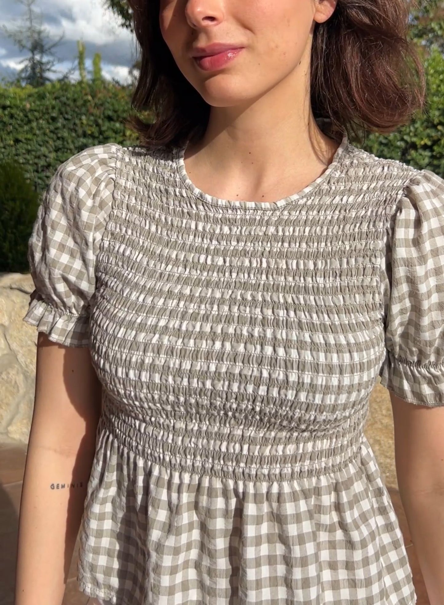 Polka dot gingham shirt