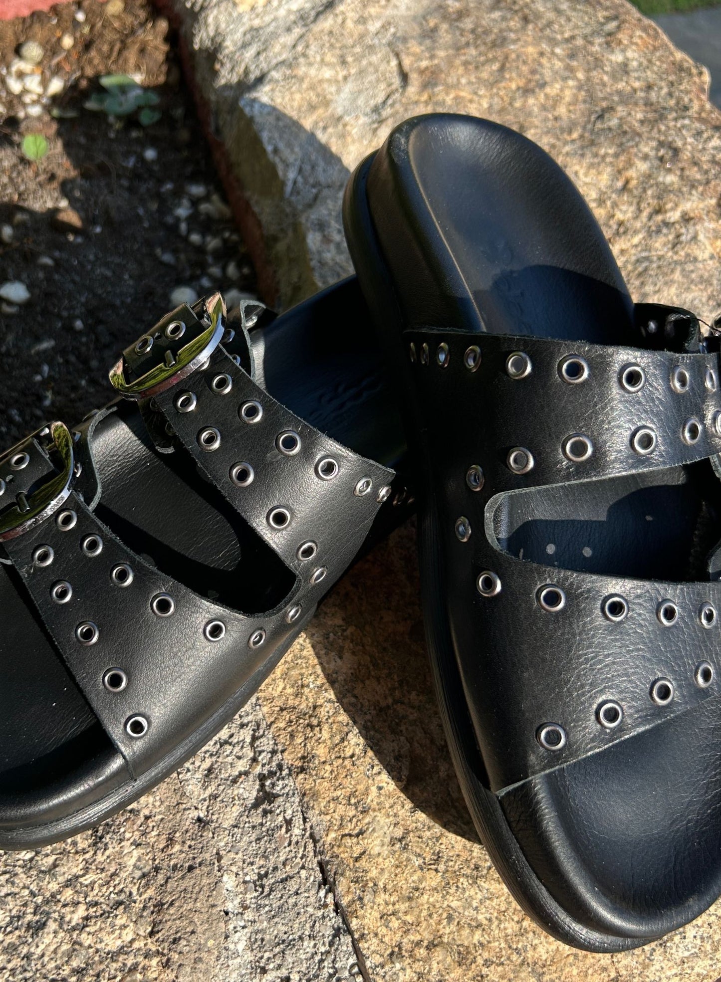 Leather stone sandals