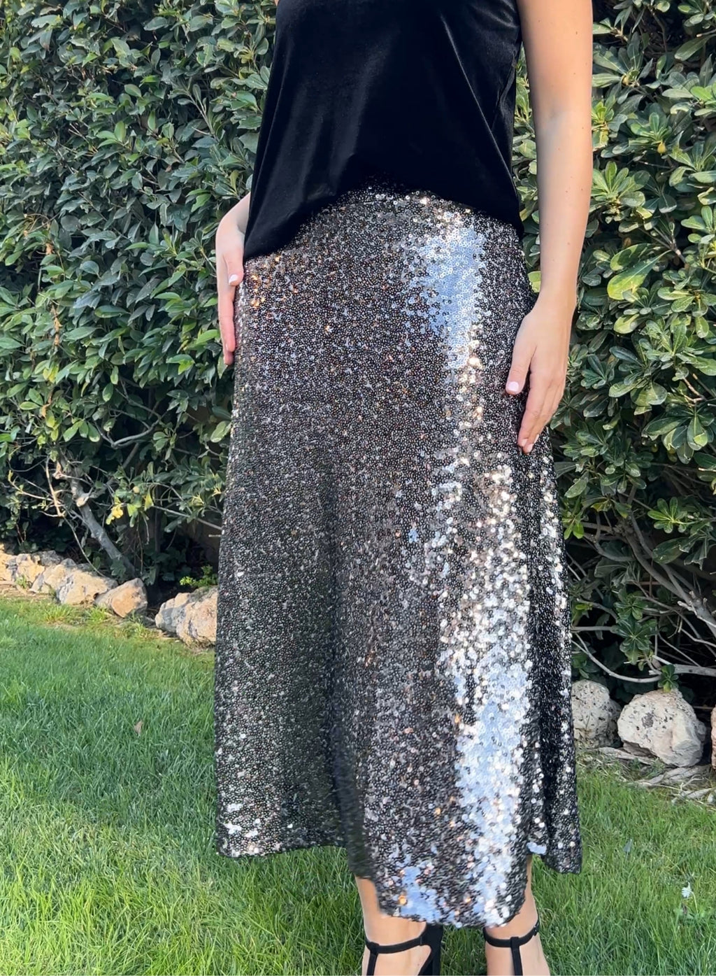 Falda lentejuelas plateada