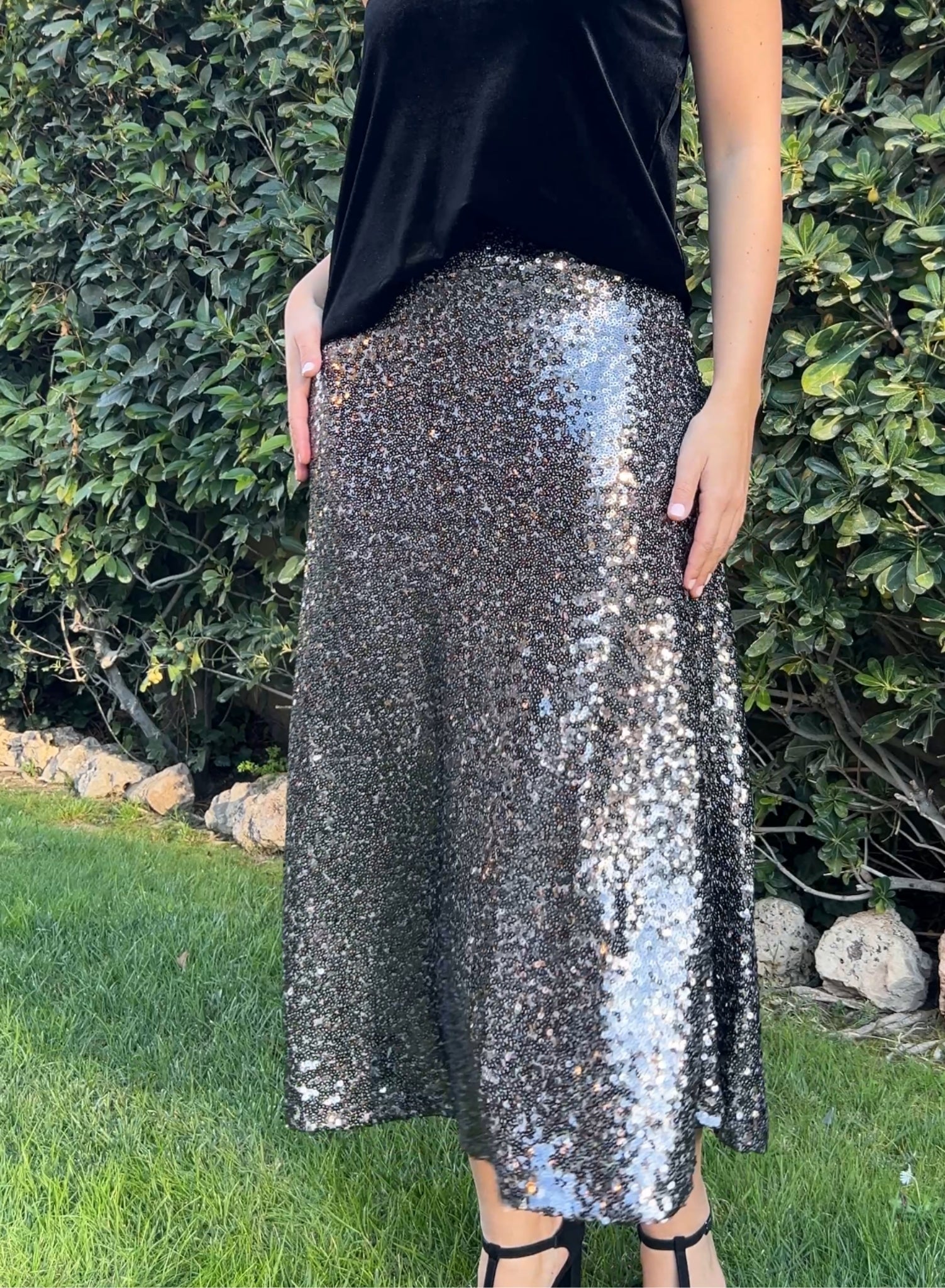 Falda lentejuelas plateada