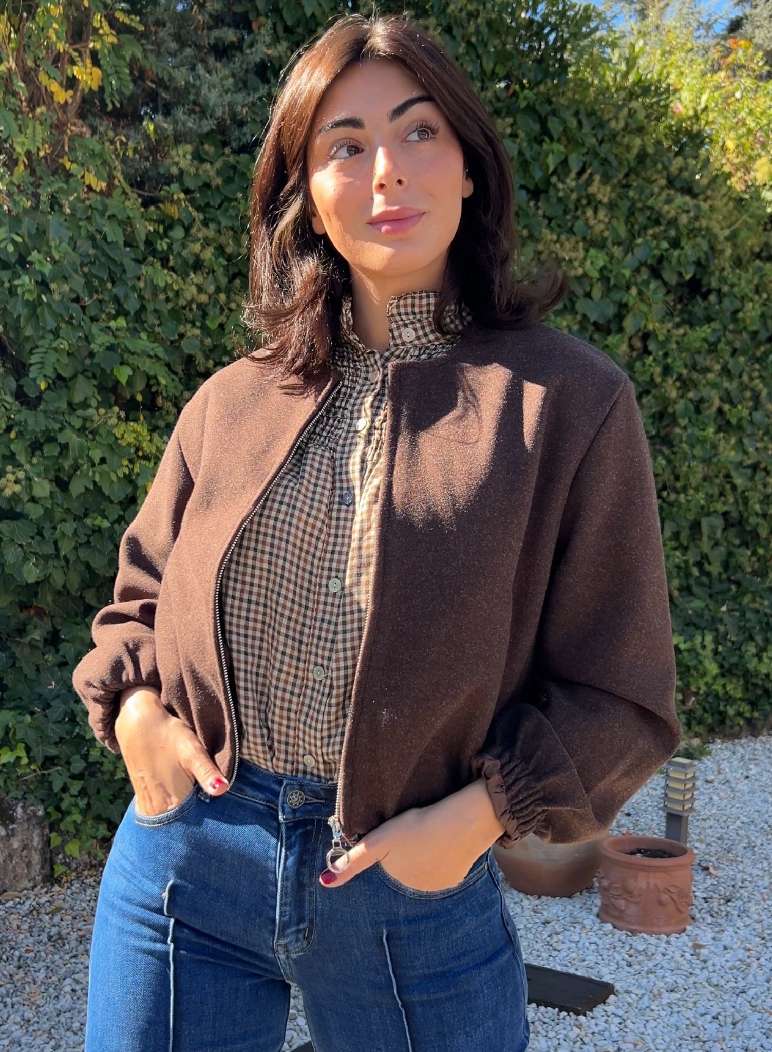 Chaqueta cremallera choco