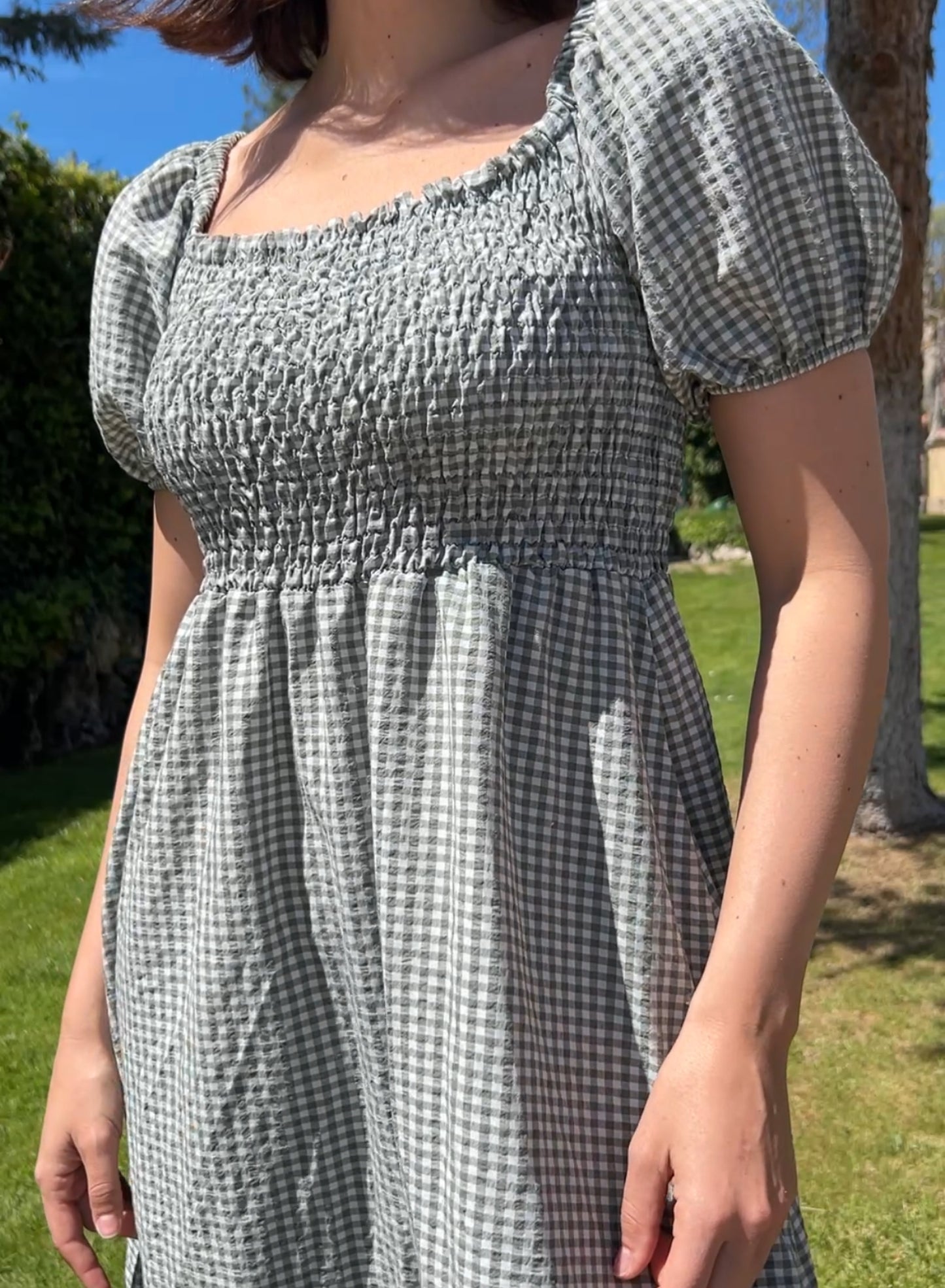 Green gingham dress 