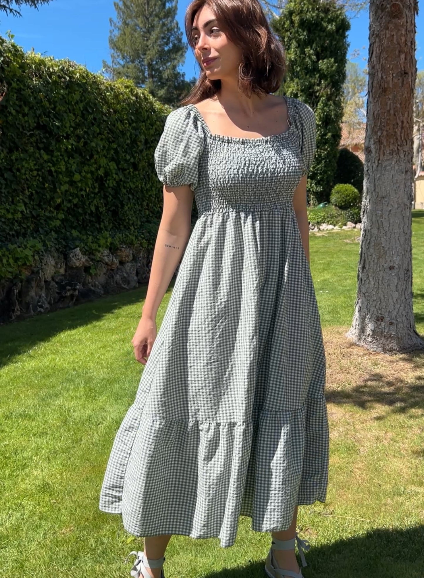 Green gingham dress 