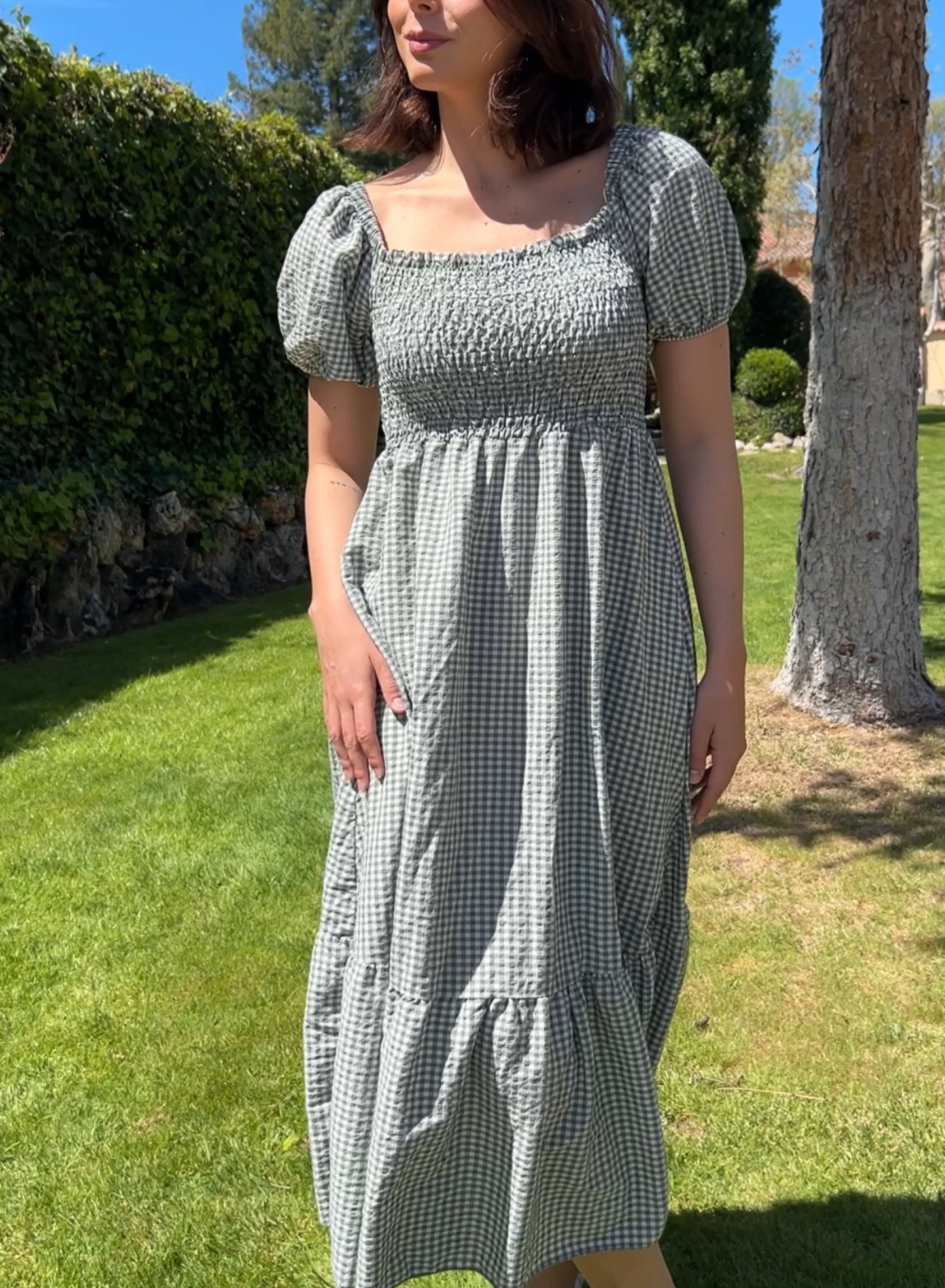 Green gingham dress 