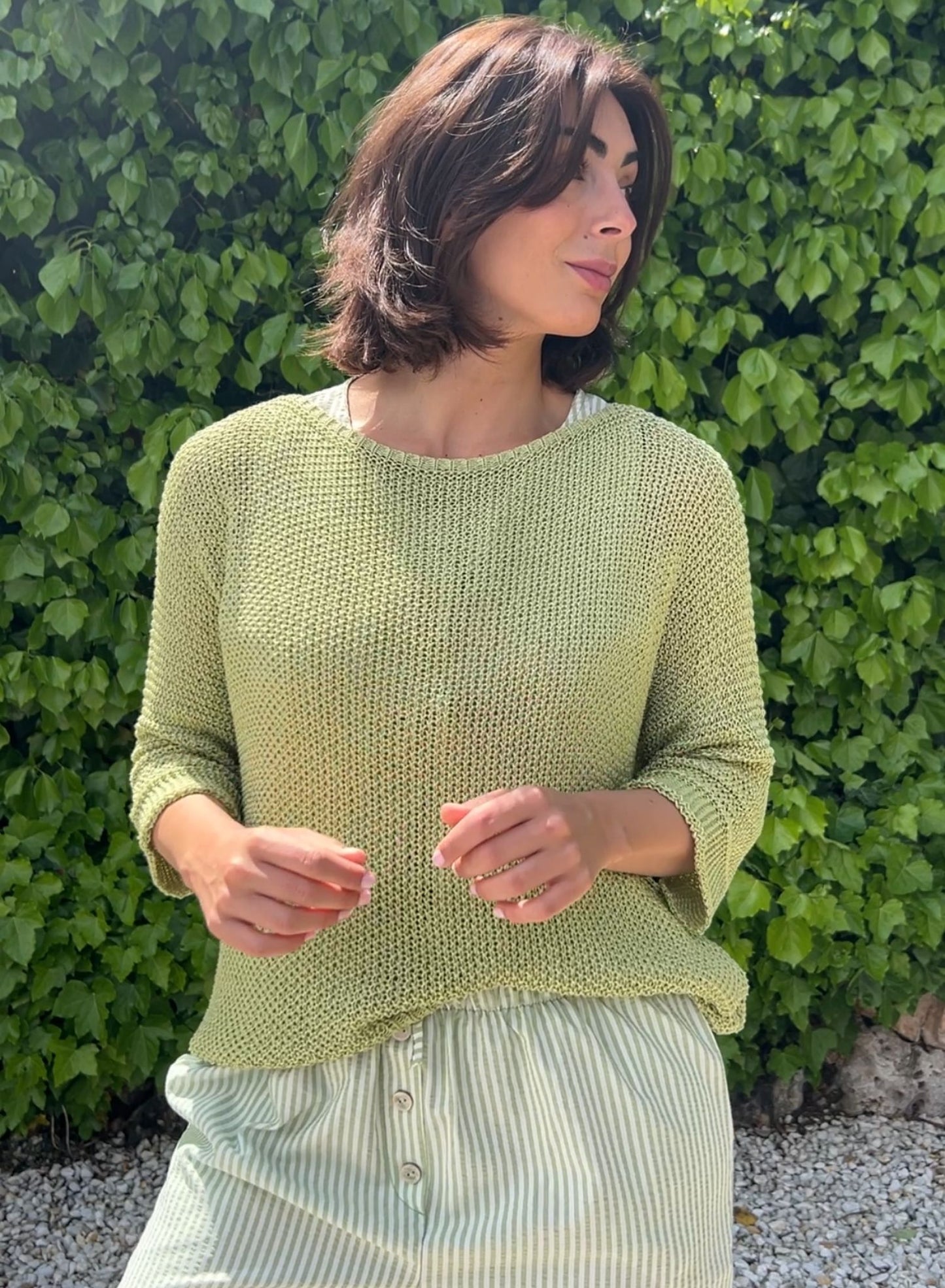 Jersey calado pistacho