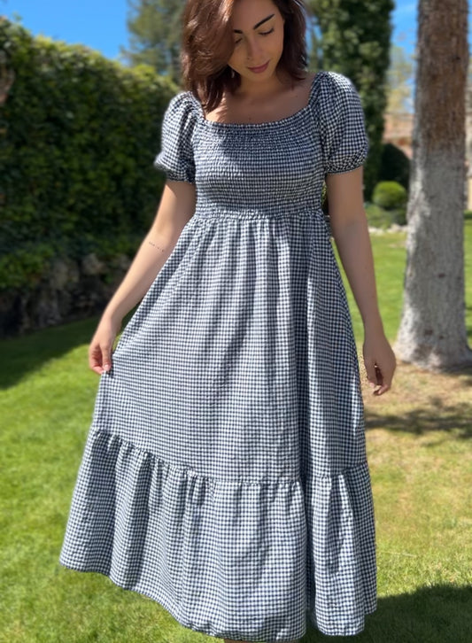 Navy gingham dress 