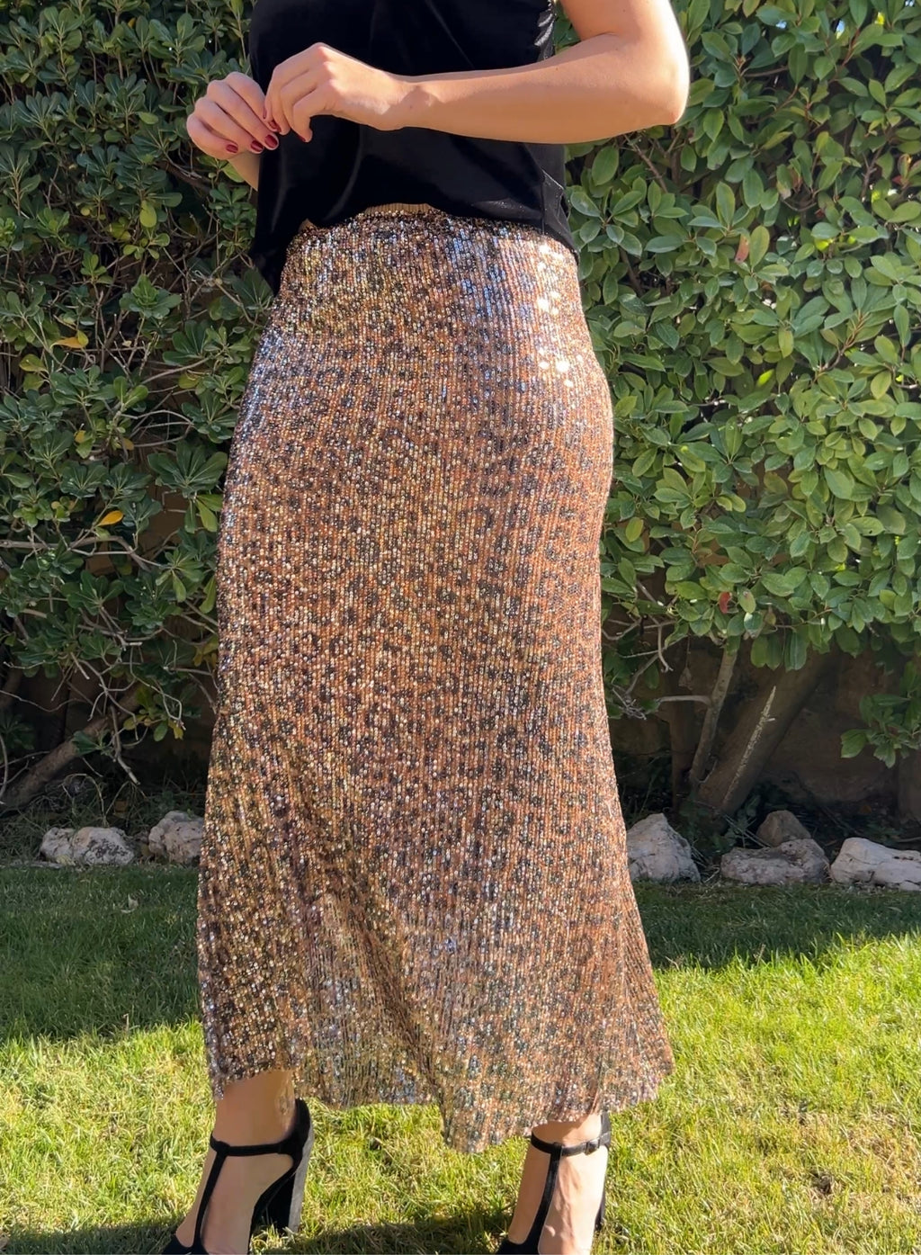 Falda lentejuelas leopardo