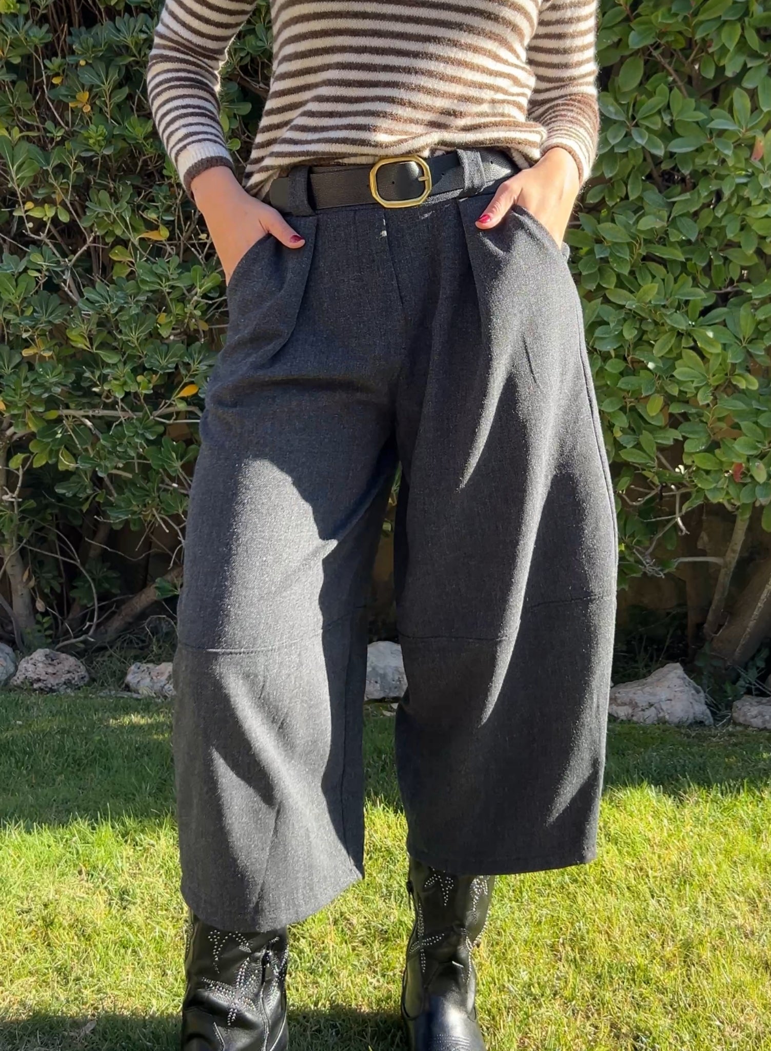 Pantalón globo gris