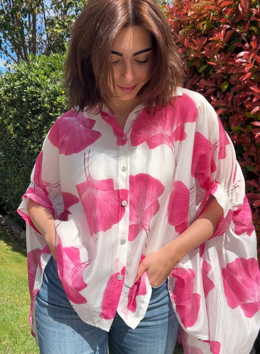 Pink floral shirt 