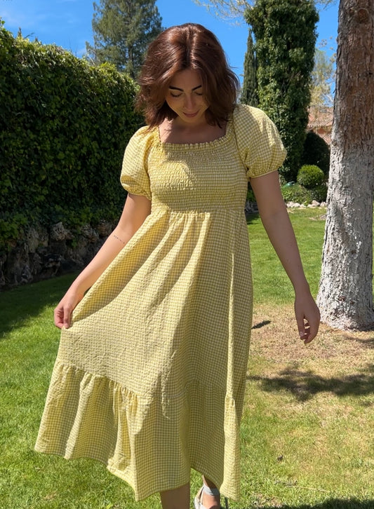 Mustard gingham dress 