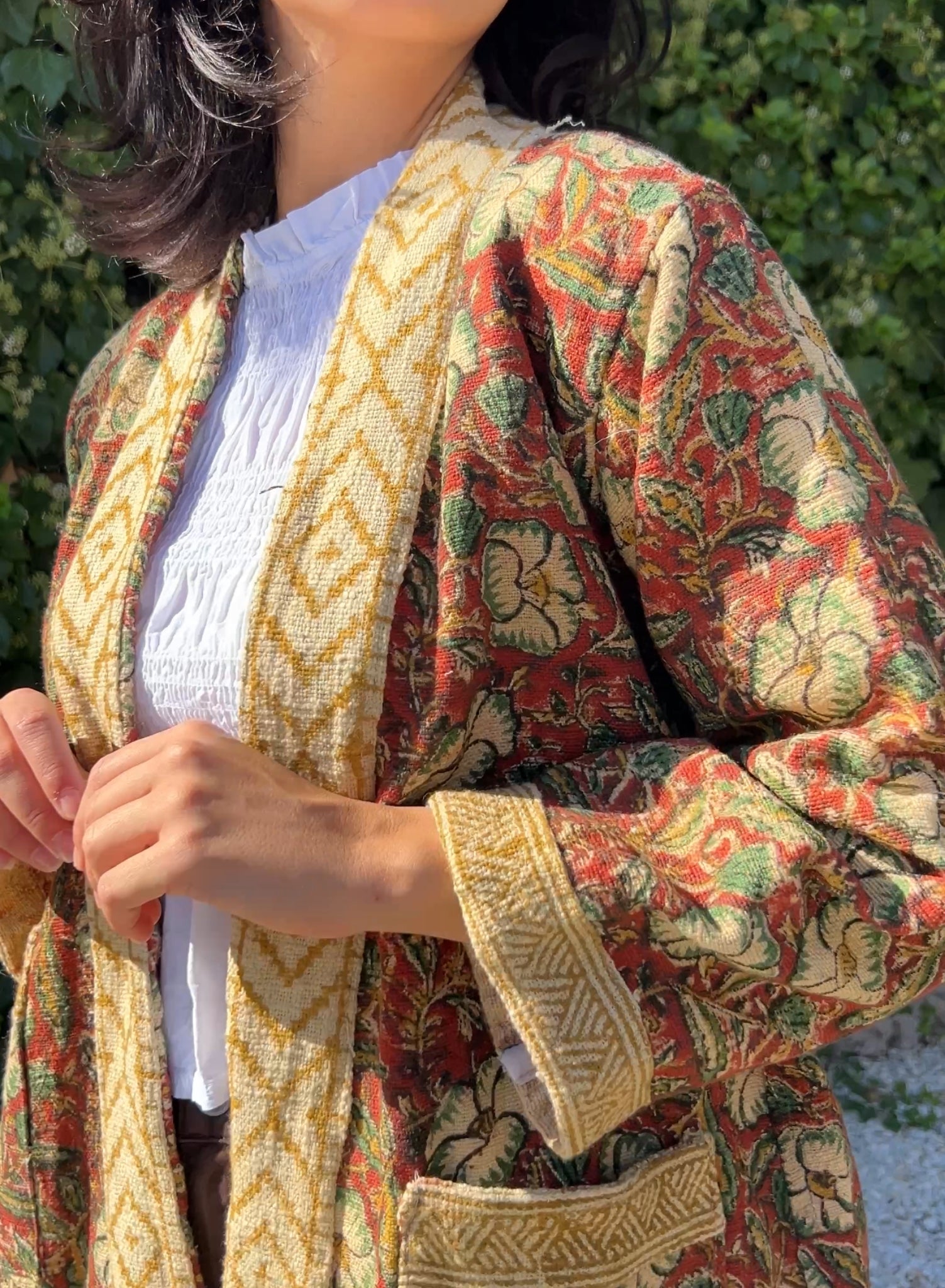 Kimono rojo y mostaza