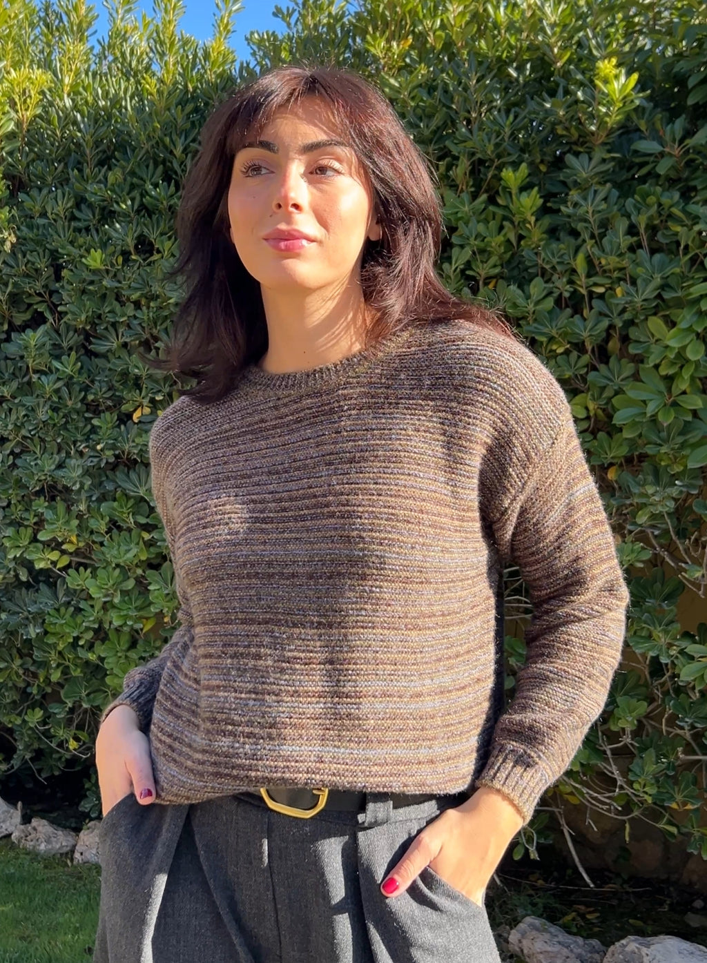 Jersey rayas gris verde