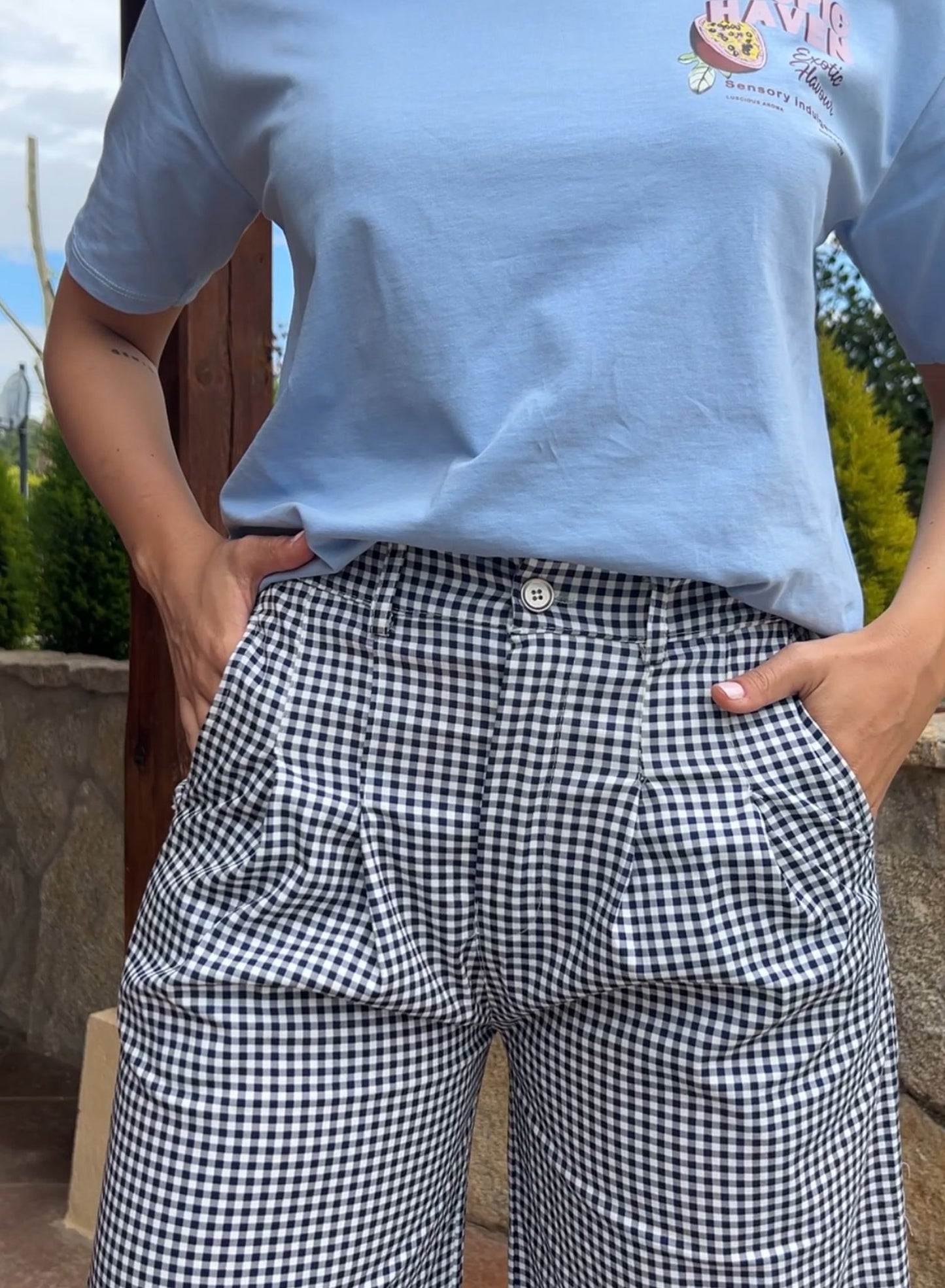 Pantalón vichy azul