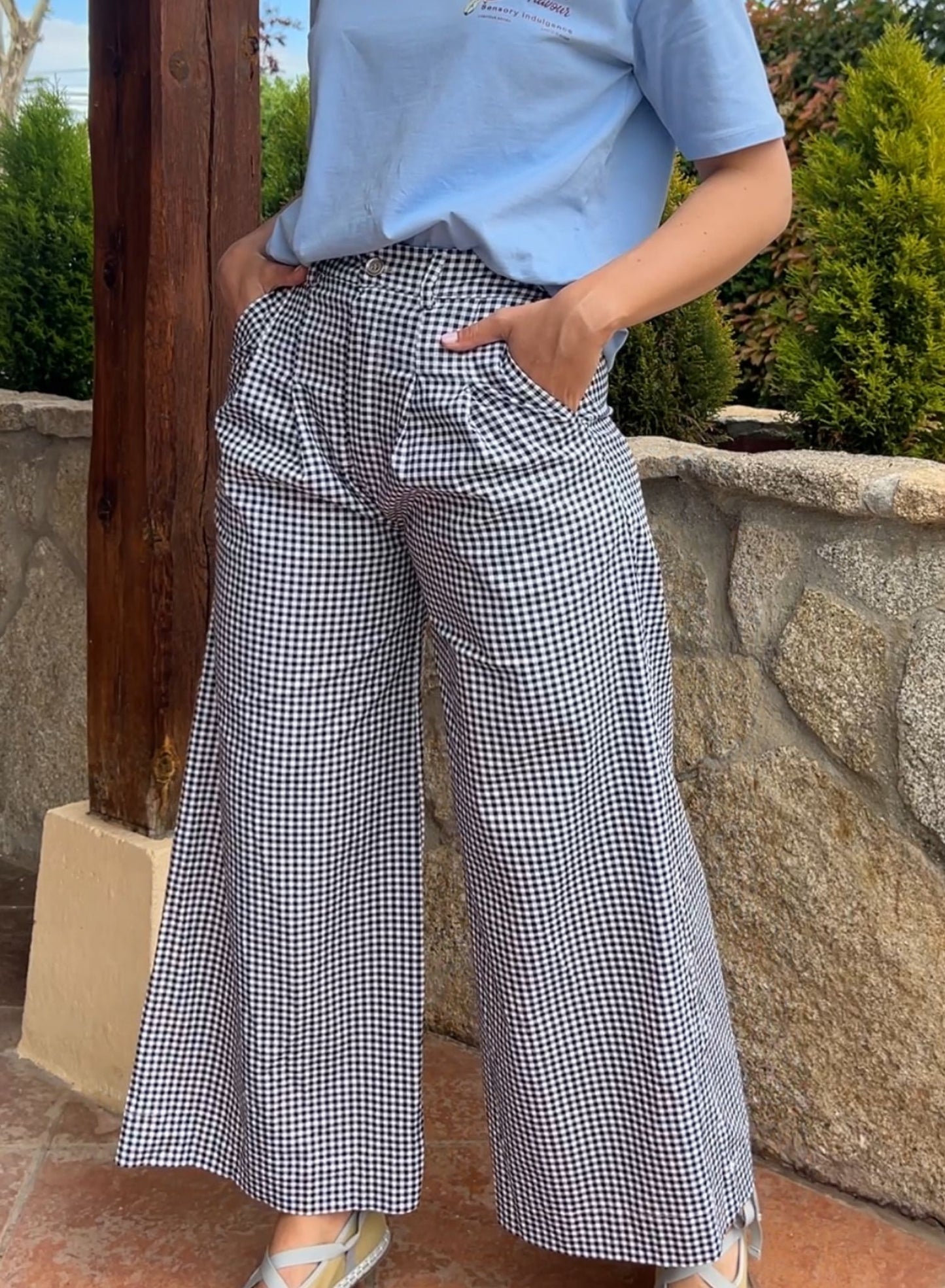 Pantalón vichy azul