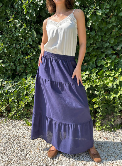 Falda larga azul