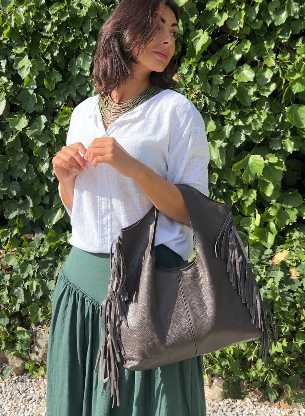 Bolso flecos choco