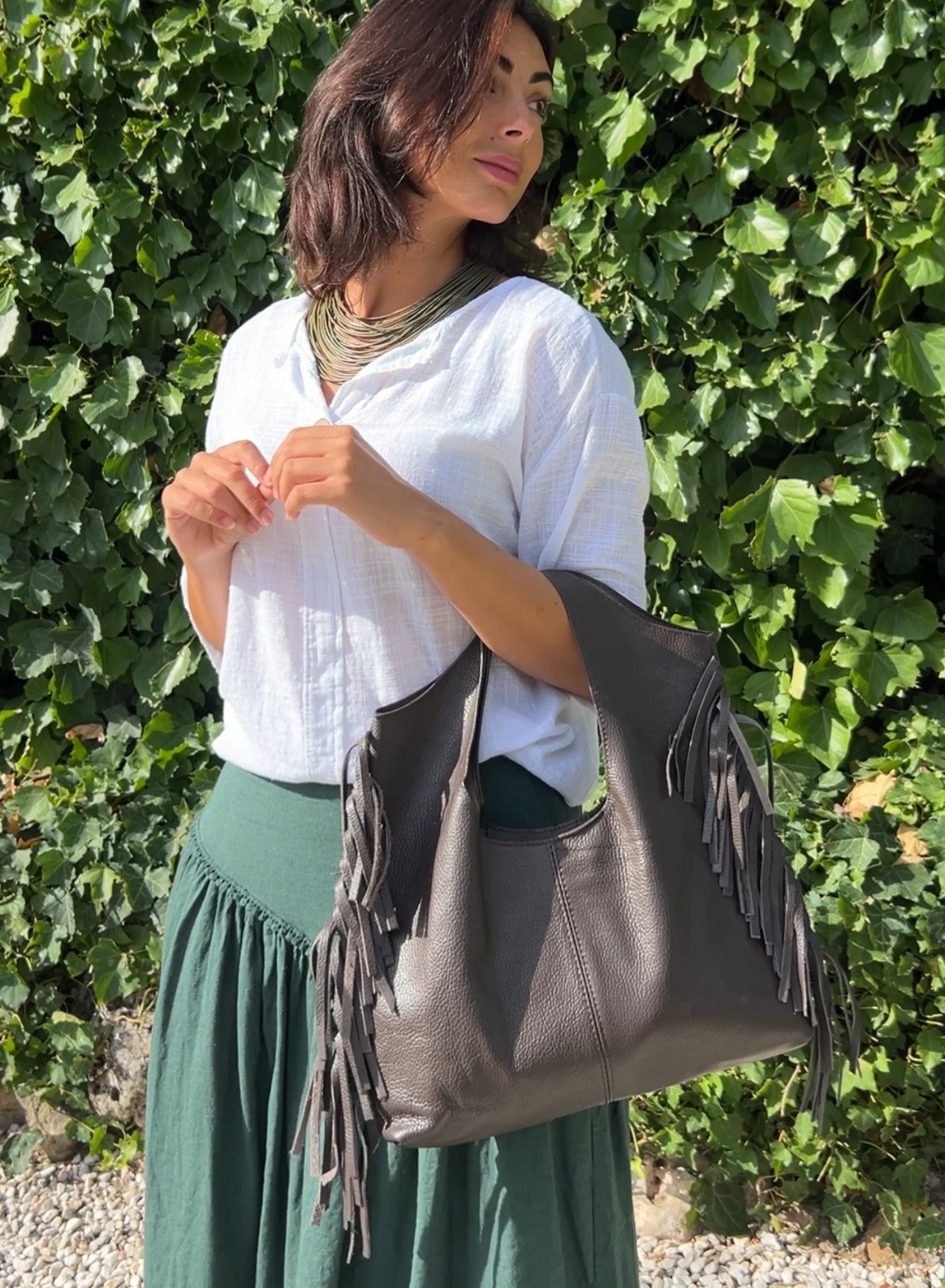Bolso flecos choco