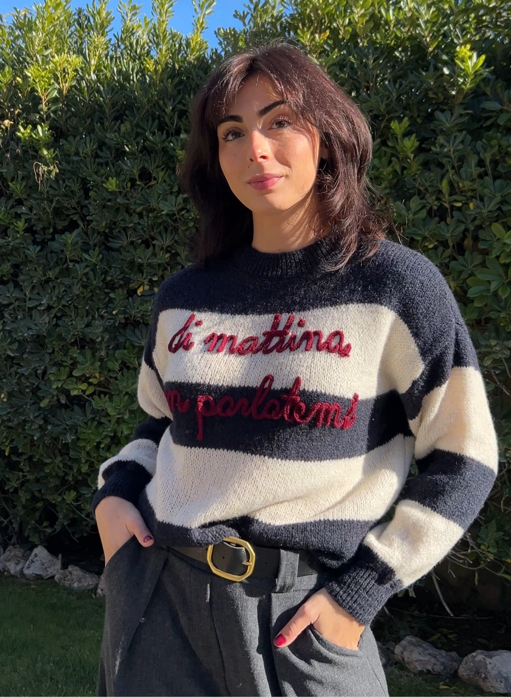 Maroon V-neck sweater