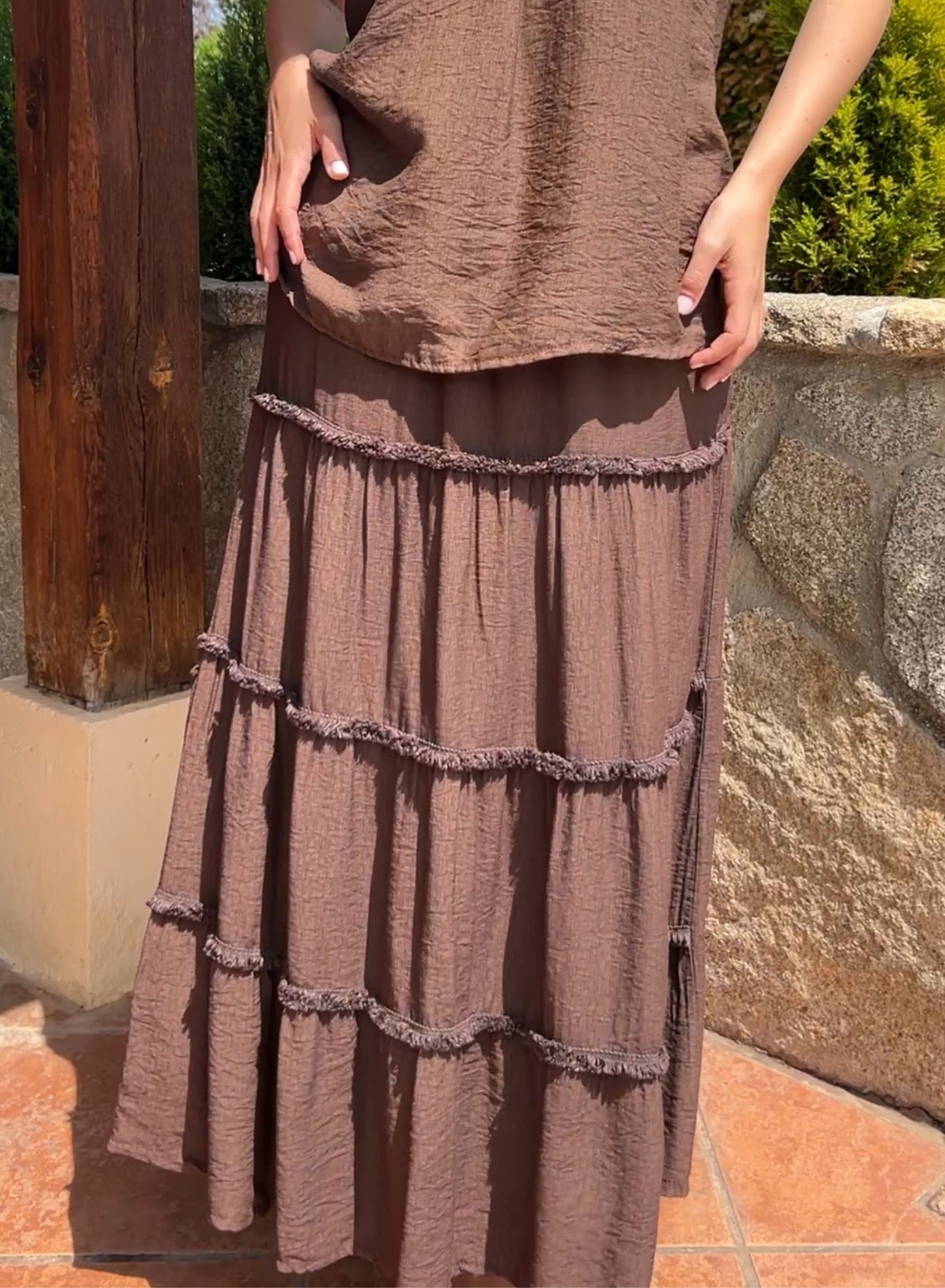 Falda Palma choco