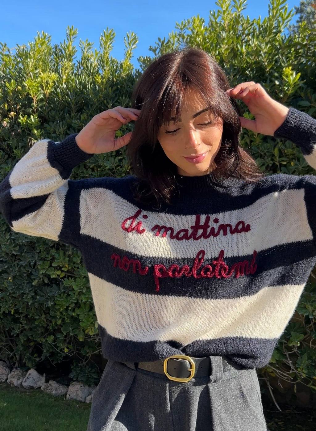 Maroon V-neck sweater