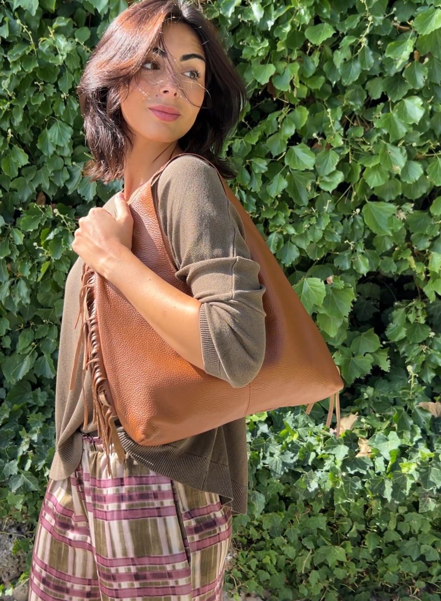 Bolso flecos camel