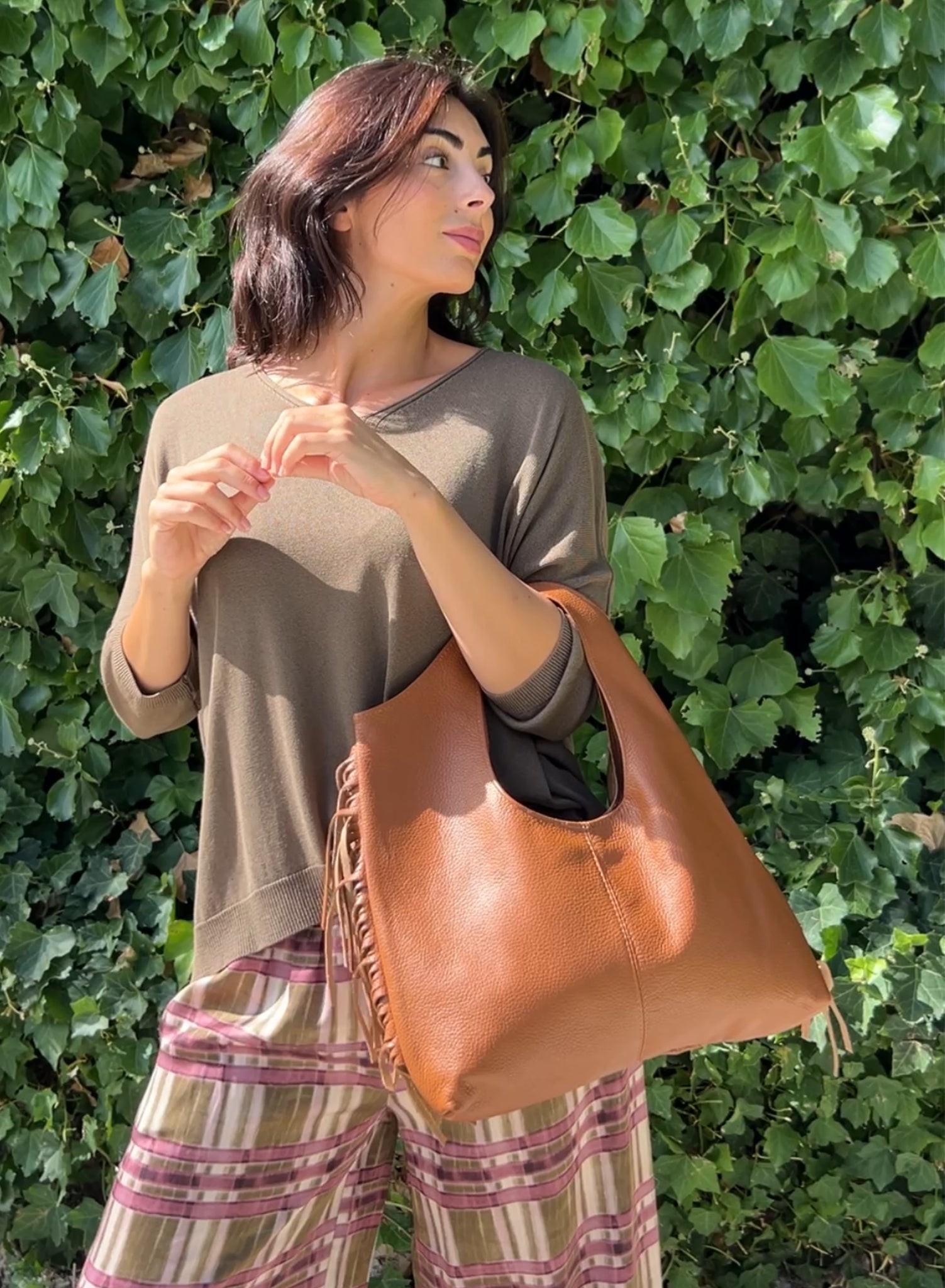 Bolso flecos camel