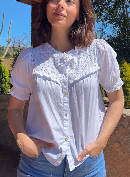 Blusa encaje blanco