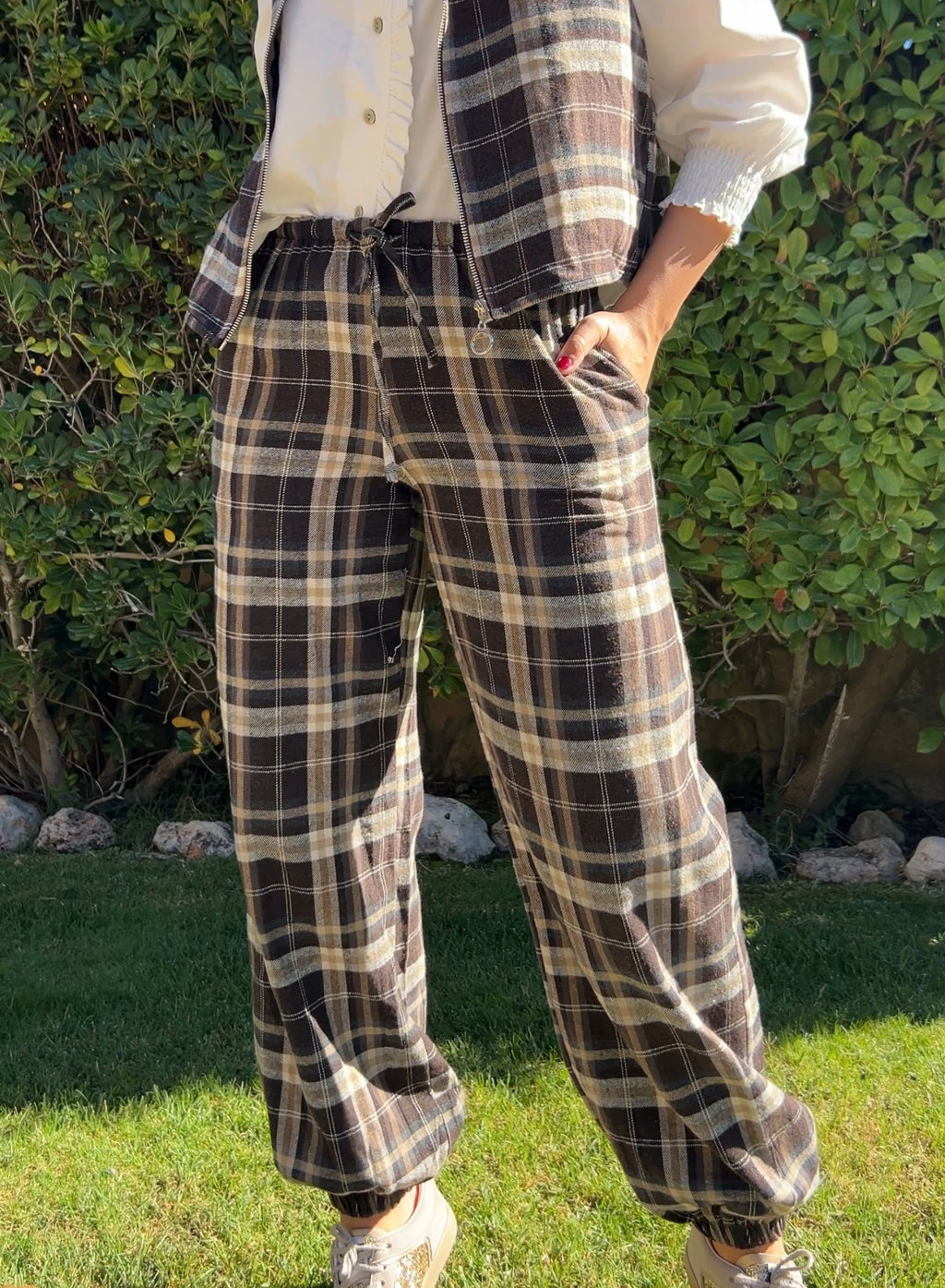 Bombacho cuadros marrón