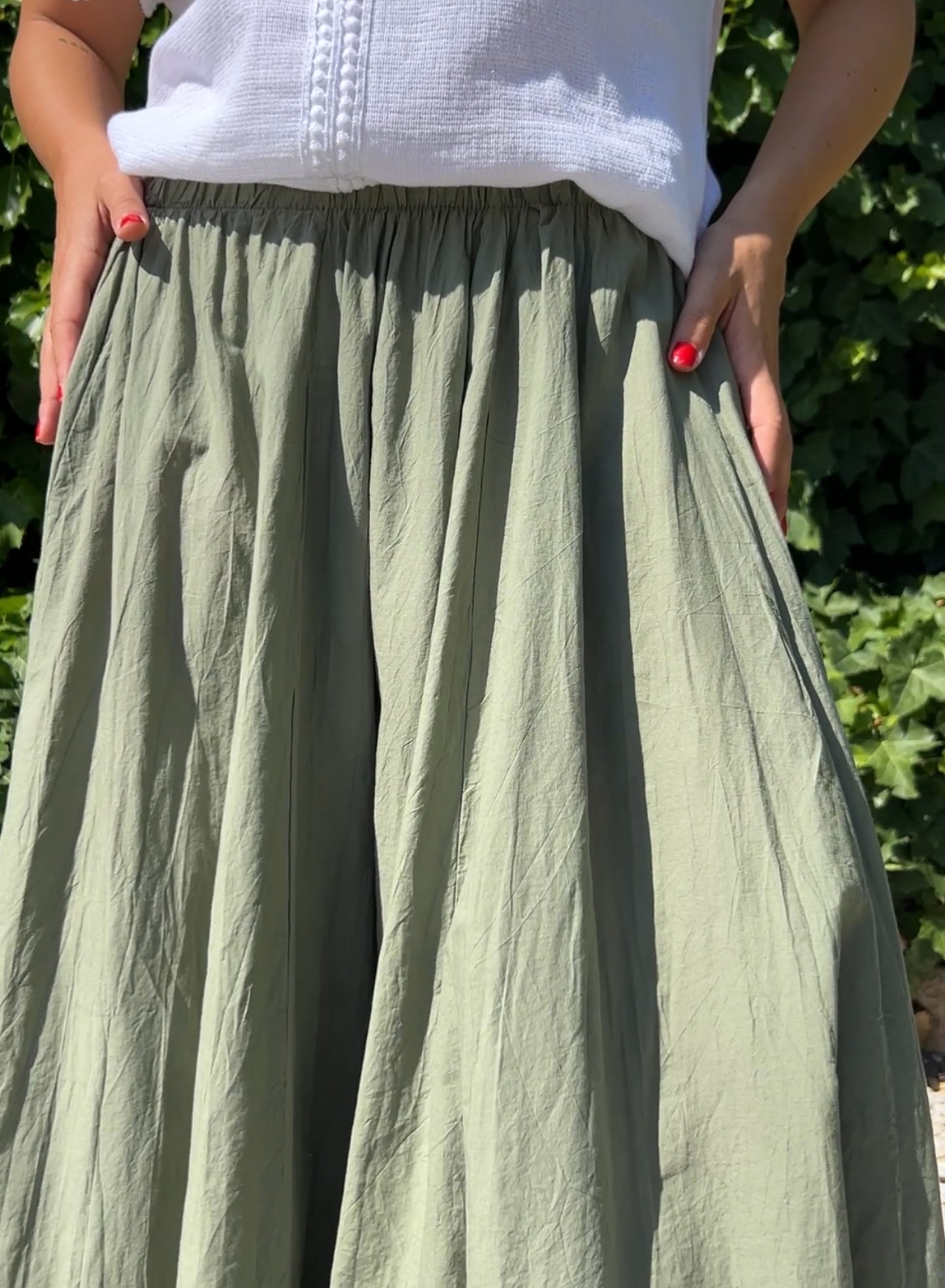 Falda plisada verde