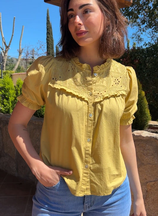 Yellow lace blouse 