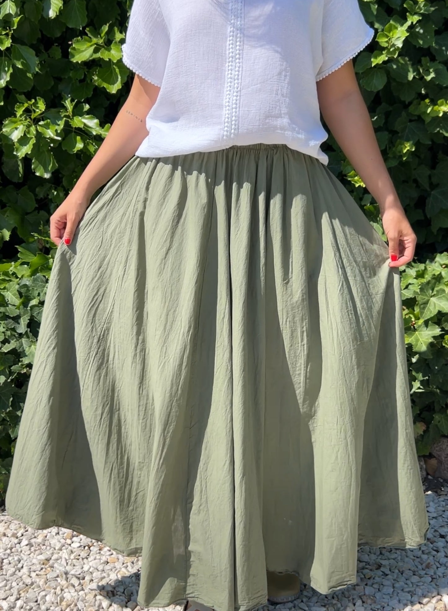 Falda plisada verde