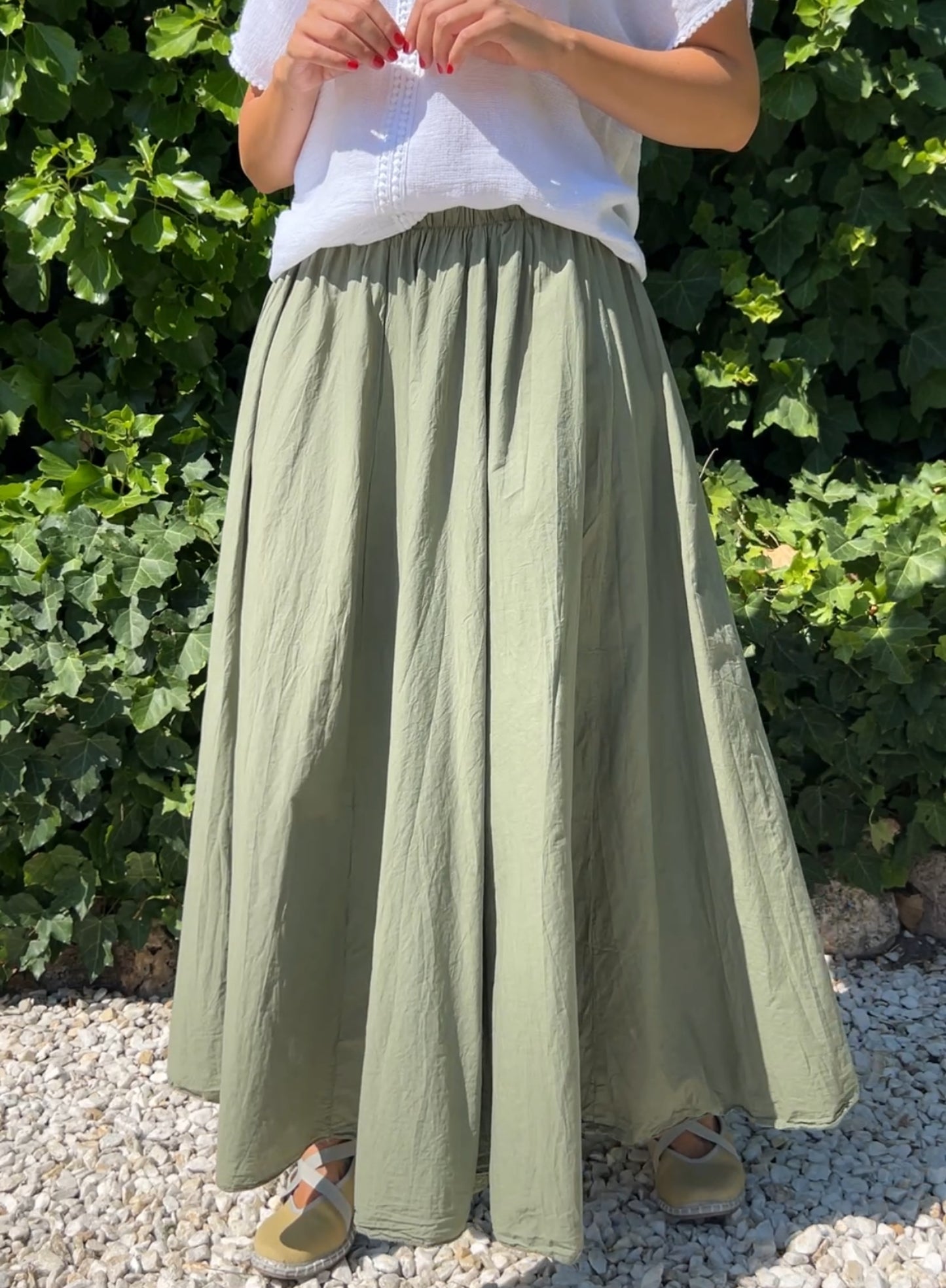Falda plisada verde