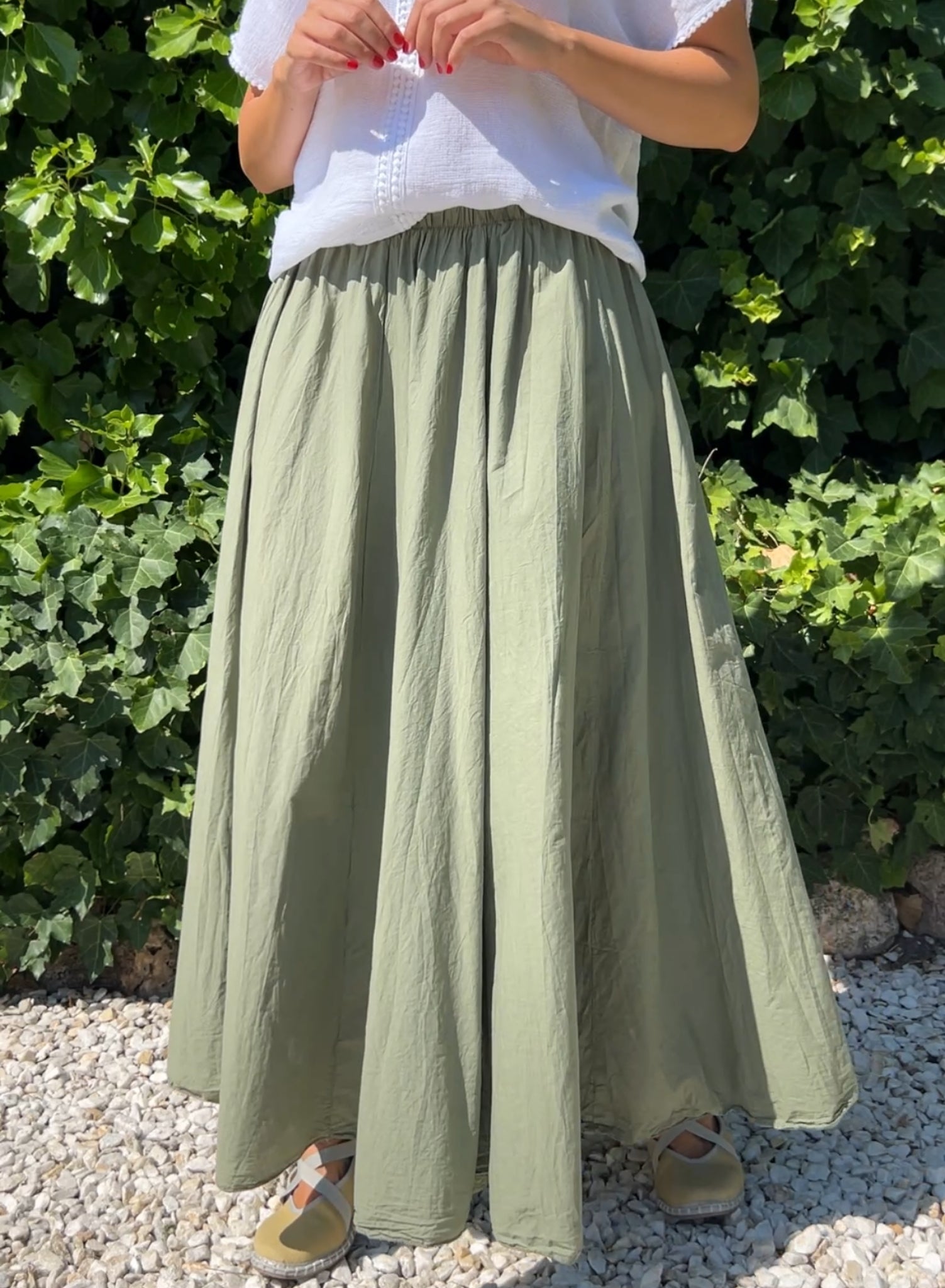Falda plisada verde