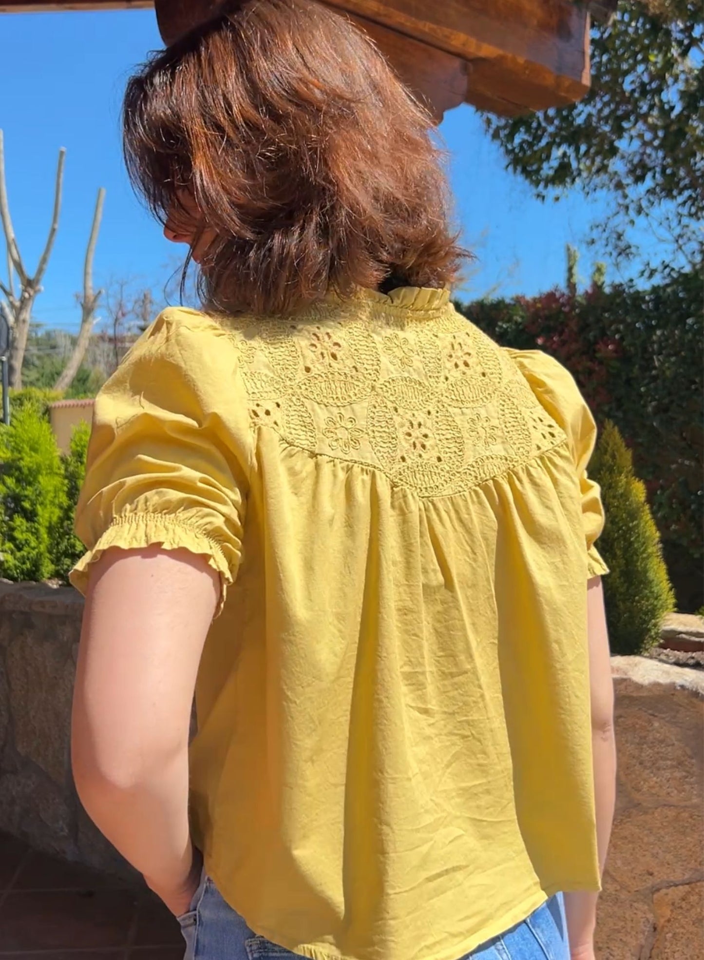 Yellow lace blouse 