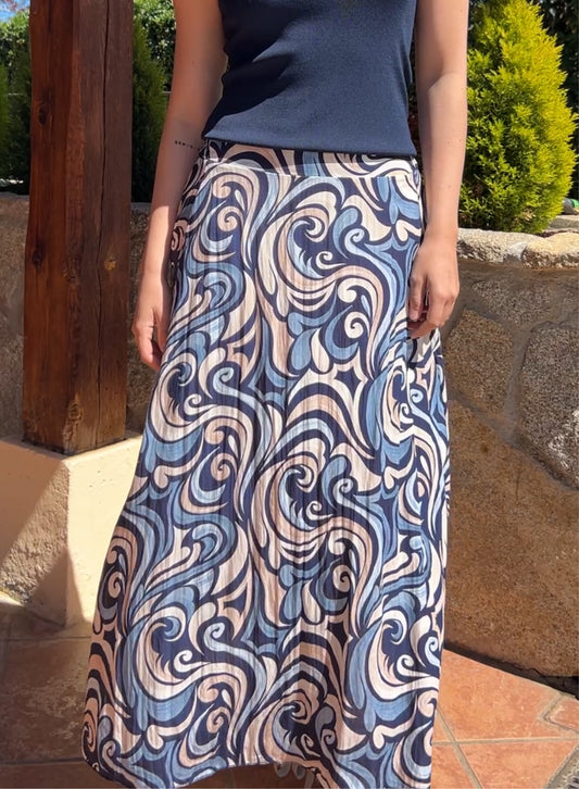 Blue printed skirt 