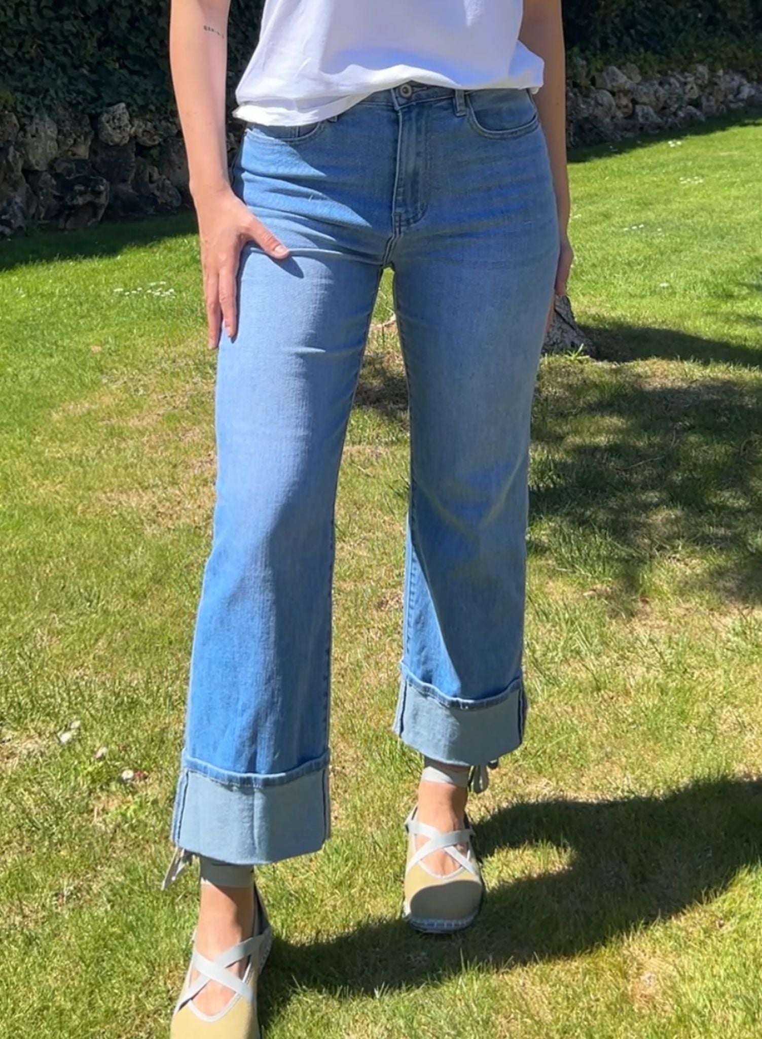Folded stretch denim