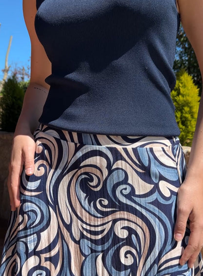 Blue printed skirt 