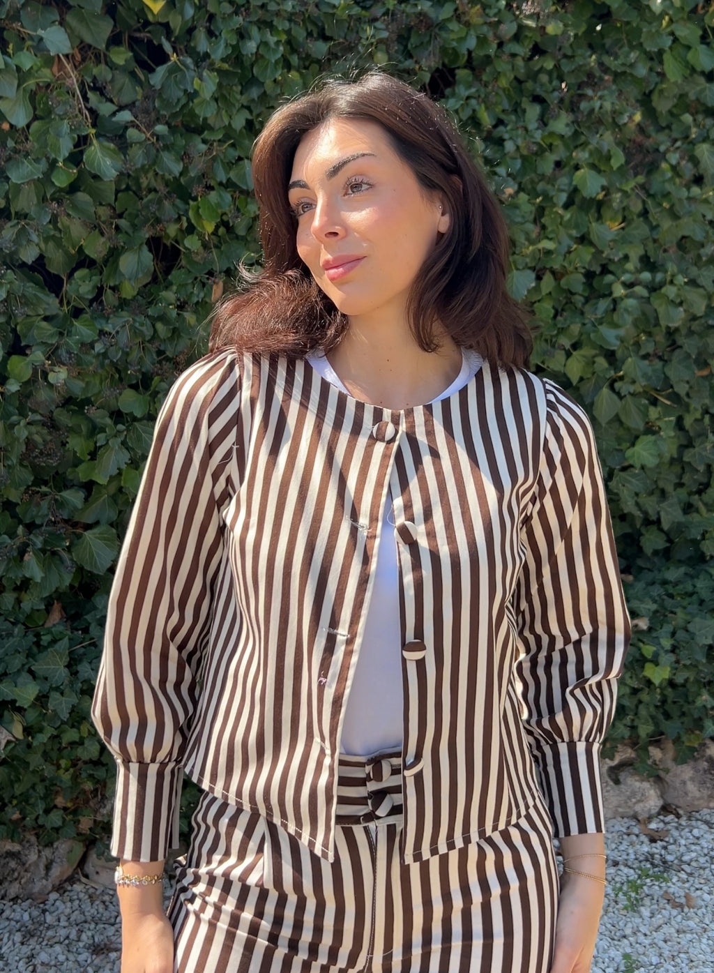 Chaqueta rayas marrón