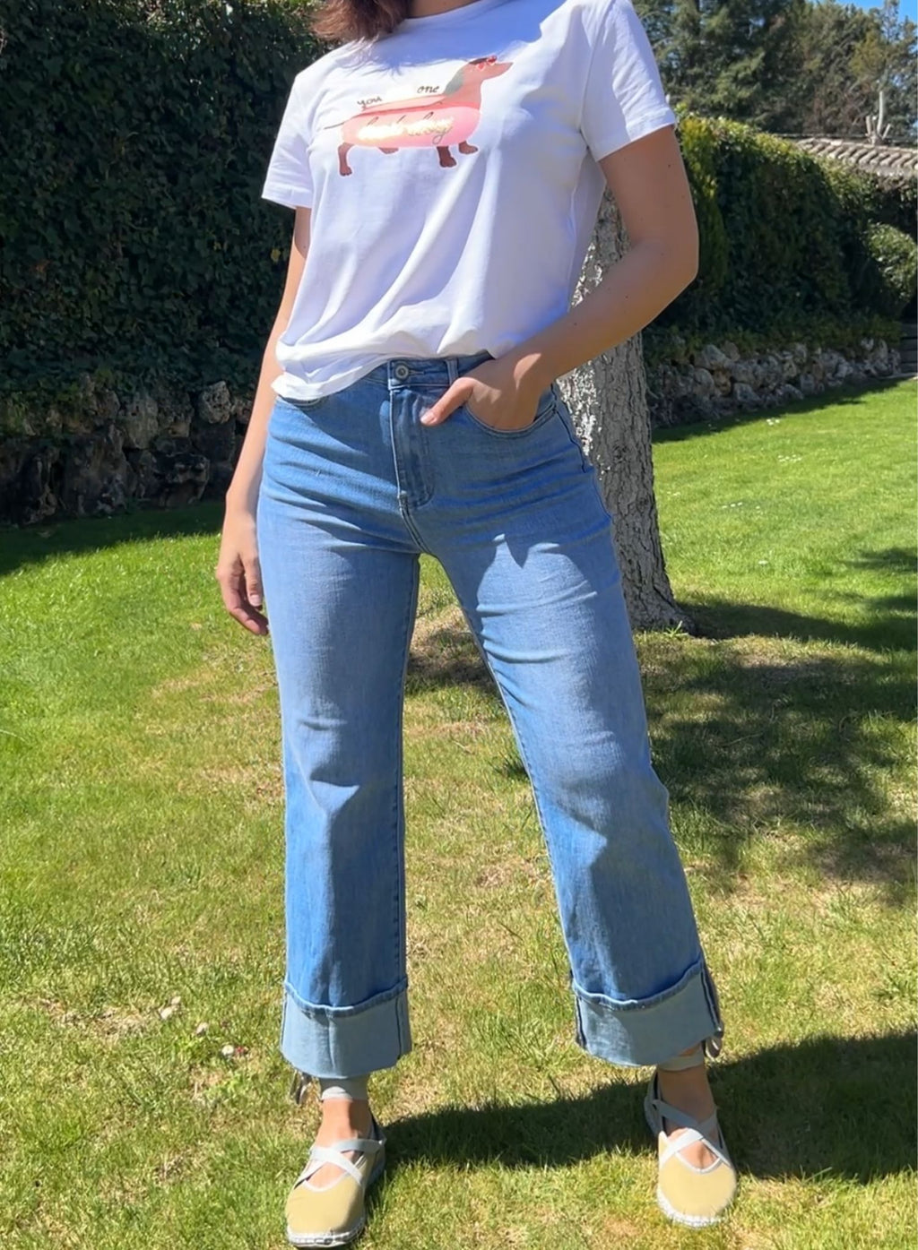 Folded stretch denim