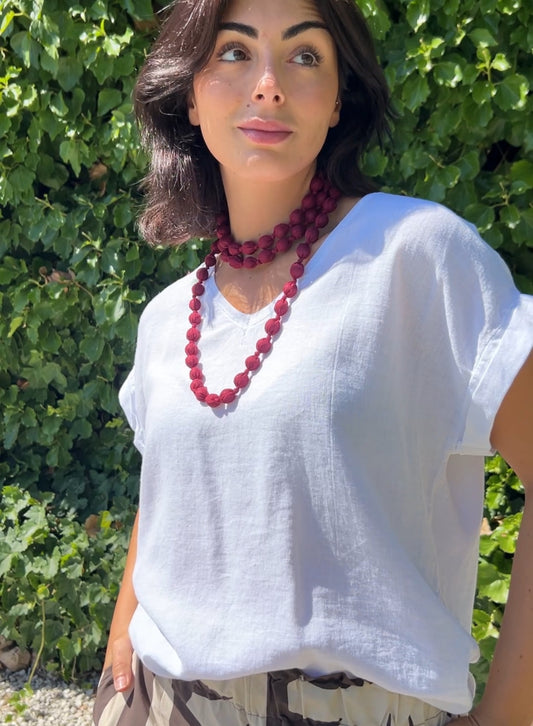 Collar seda granate