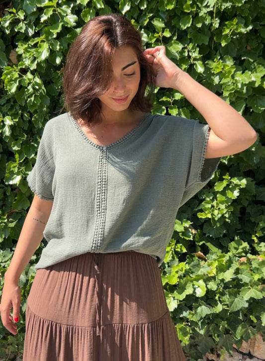 Blusa textura verde
