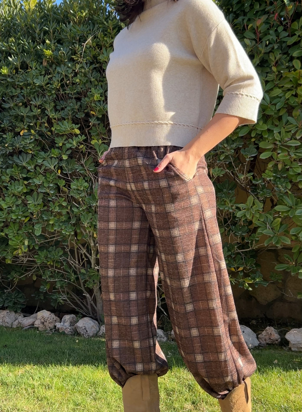 Bombacho cuadros marrón