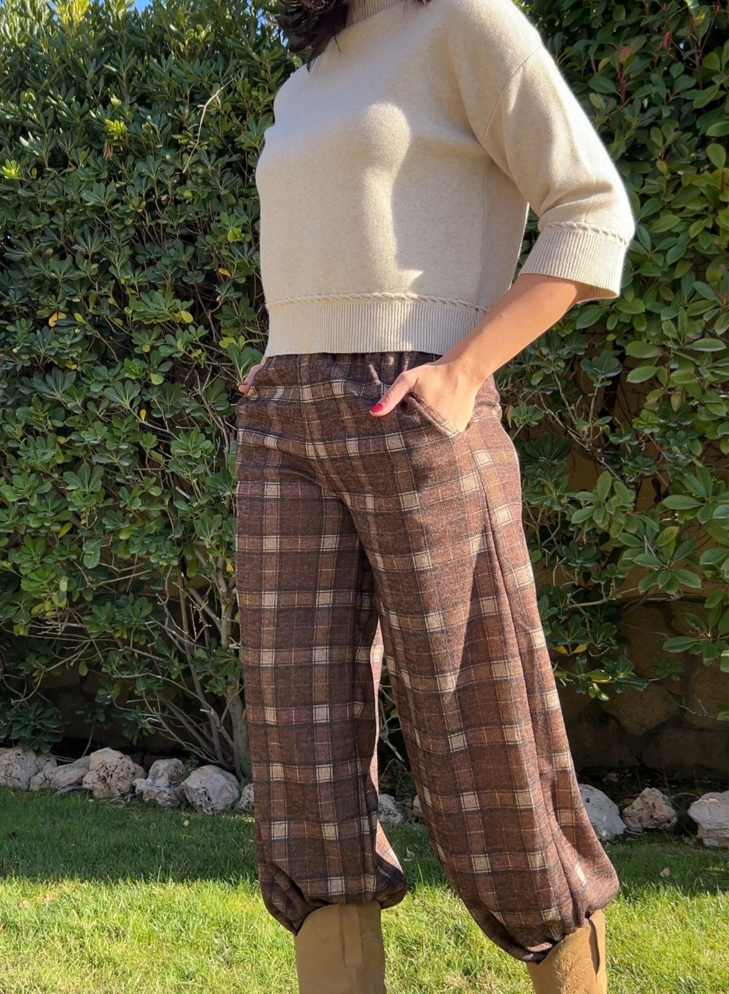 Bombacho cuadros marrón