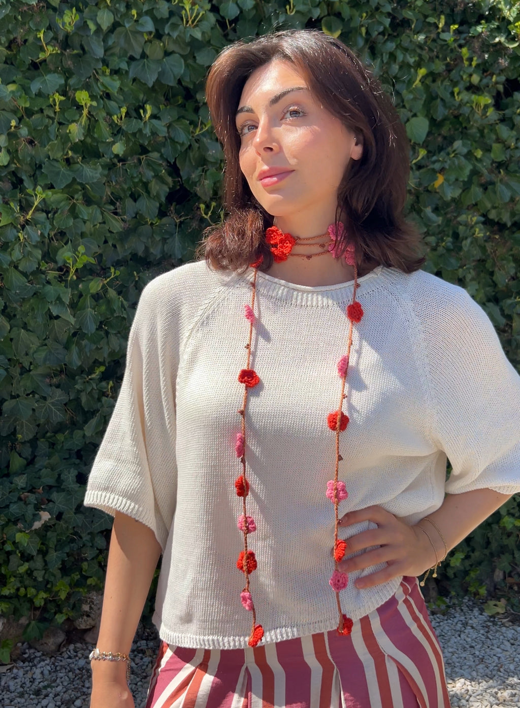 Collar flores ganchillo